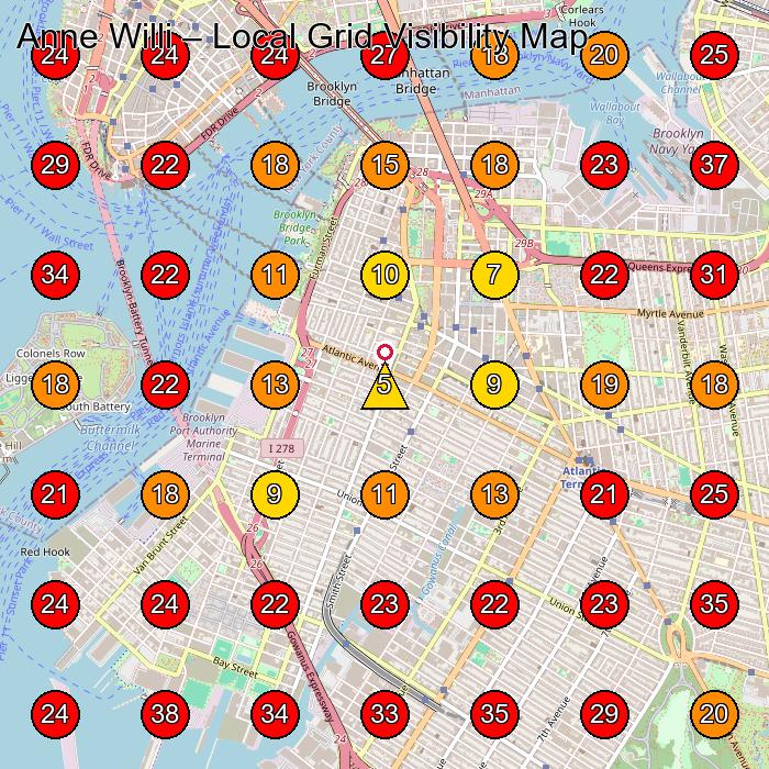 Anne Willi GeoGrid visibility map for Women'S Clothing Store in Brooklyn
